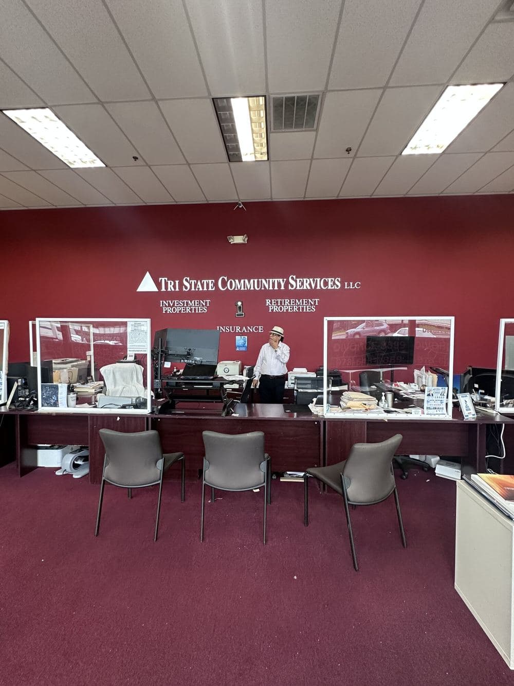 Front desks inside the office